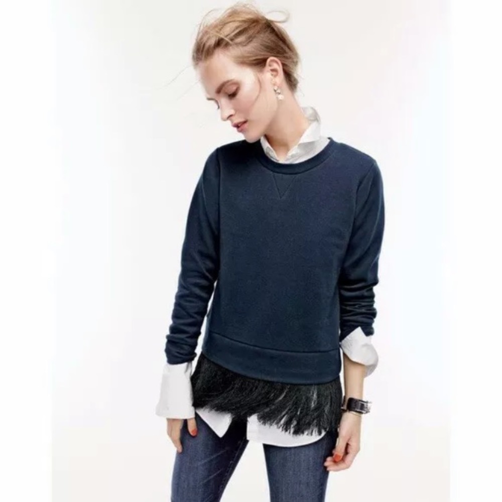 J Crew Fringe Fancy Sweater